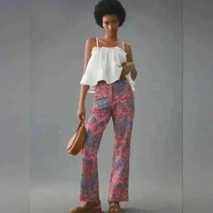 Anthropologie Love The Label Women’s Size 6 Paisley Printed Flare Pants Floral